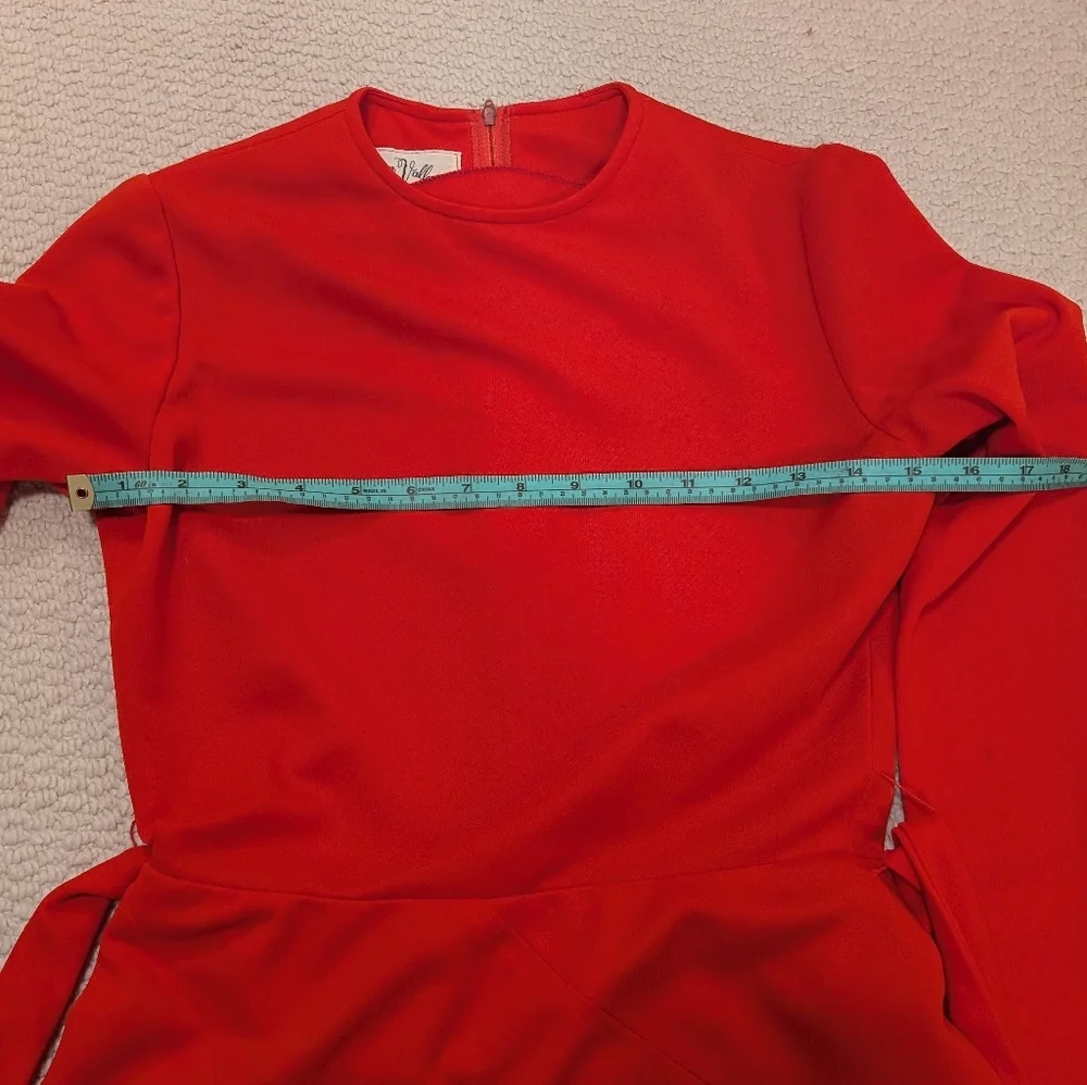 Vintage Miss Sun Valley Red Orange Asymmetrical Panel Dress – 1960s / 1970s - Picture 10 of 10